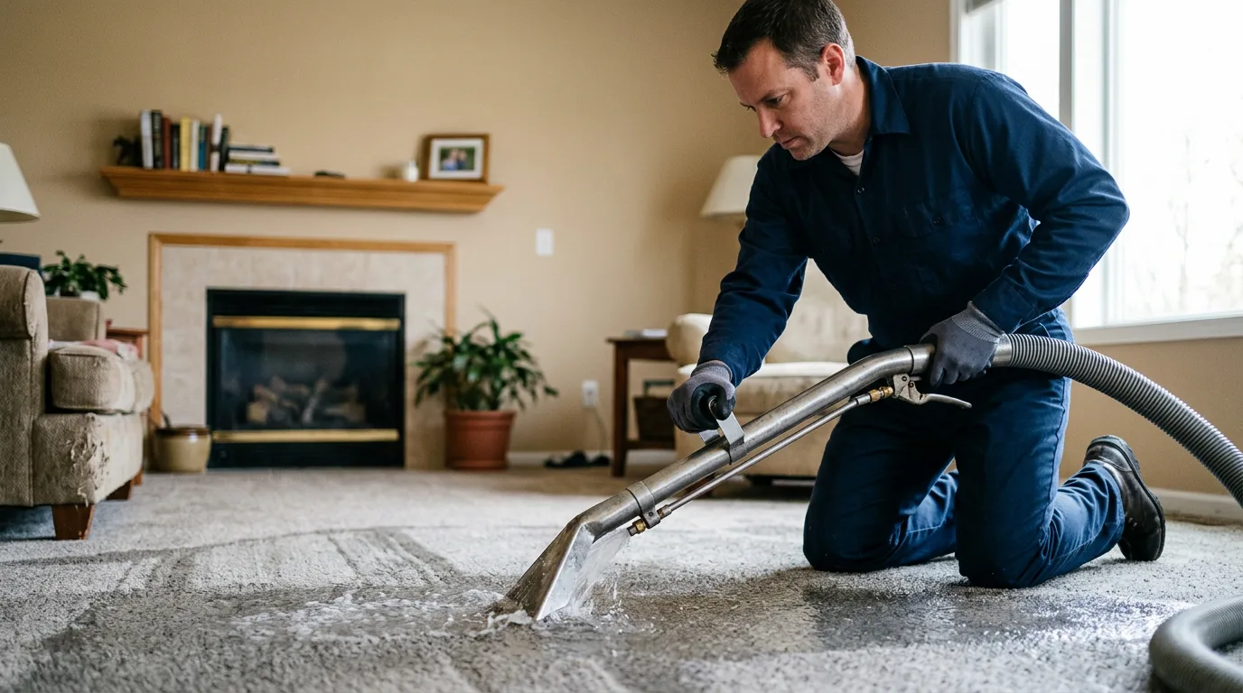 Water damage restoration technician working near Almond, NC